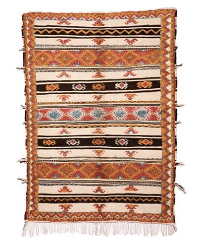 Hotel Marrakeche One of a Kind Hand Knotted Moroccan Rug, Orange/Blue/Red, 5′ 5″ x 7′ 1″