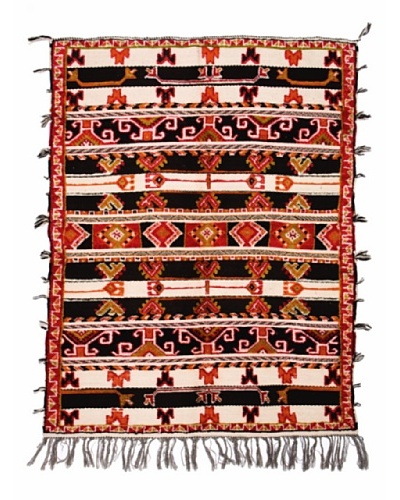 Hotel Marrakeche One of a Kind Hand Knotted Moroccan Rug, Black/Red/Beige, 5' 4 x 7'