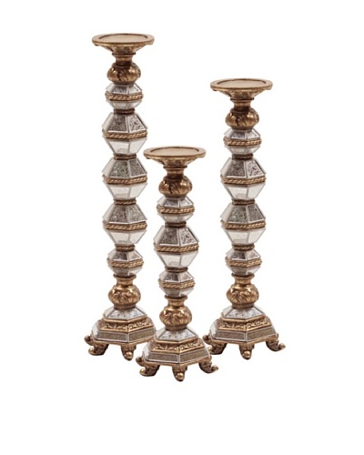 Howard Elliott 3-Piece Antique Mirrored Candleholder Set