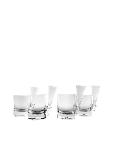 Set of 4 Unique Rauk Whiskey Glasses, Clear