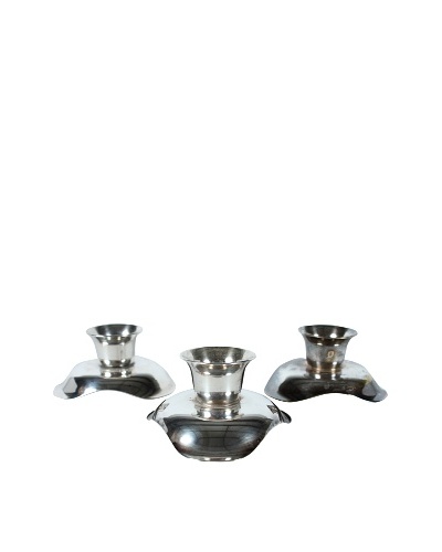 Set of 3 Mid-Century Reversible Candleholders, Silver