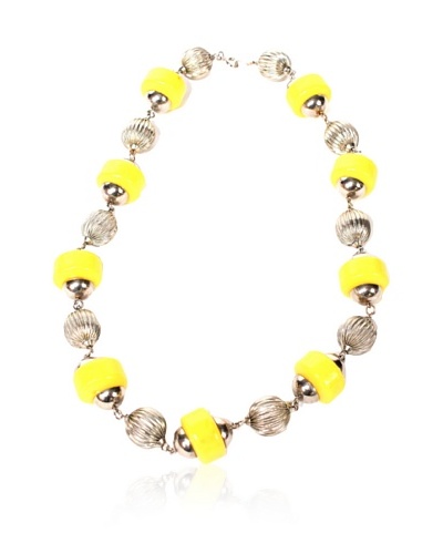 Vintage Bakelite Silver Tone Necklace, Silver/Yellow