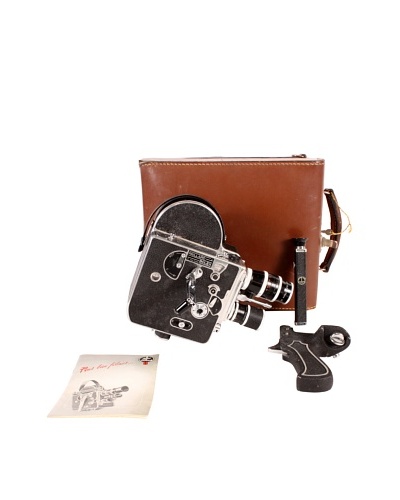 Vintage Paillard Bolex Movie Camera with Case, Black/Brown