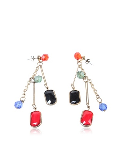 Gemstone Earrings, Red/Purple