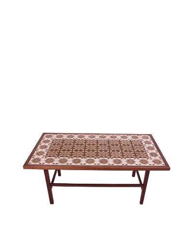 Moroccan Tile Coffee Table, Brown/White/Yellow/Black