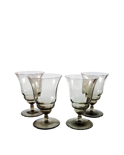 Set of 4 Smokey Quartz Water Goblets, Gray