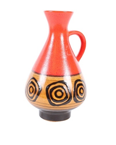 Vintage West German Stoneware Vase, Brown/Orange