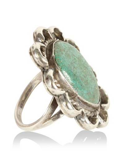 Turquoise Flower Ring, Metallic/Green/Blue