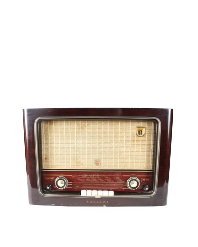 Phillips Mid-Century International Radio, Brown/Gold/Cream