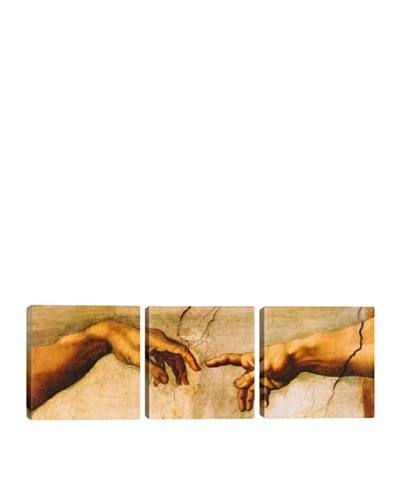 iCanvasArt Michelangelo: The Creation of Adam Panoramic Giclée Triptych