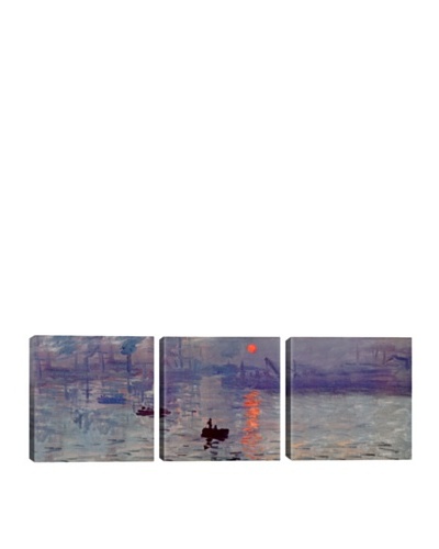 iCanvasArt Claude Monet: Sunrise Impression Panoramic Giclée Triptych