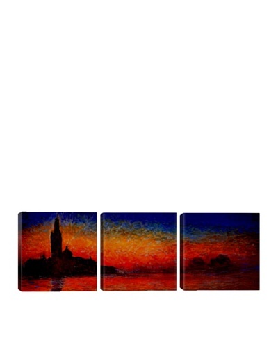 iCanvasArt Claude Monet: Sunset in Venice Panoramic Giclée Triptych