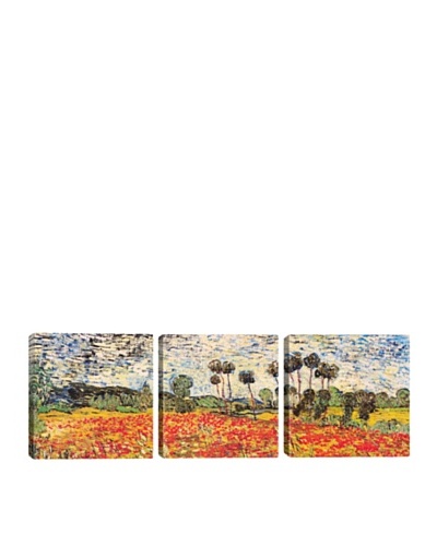 iCanvasArt Vincent Van Gogh: Field of Poppies Panoramic Giclée Triptych