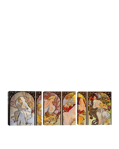 iCanvasArt Alphonse Mucha: Les Saisons Panoramic Giclée Triptych