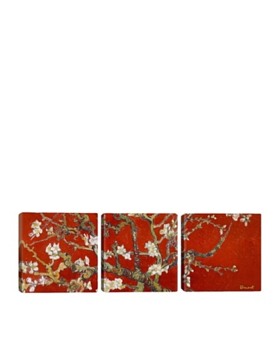 iCanvasArt Vincent Van Gogh: Almond Blossom, Red Panoramic Giclée Triptych