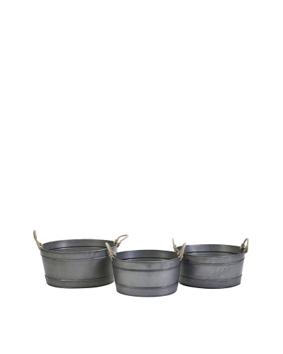 Set of 3 Bayou Galvanized Tubs