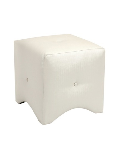 Isla White Metallic Tufted Cube