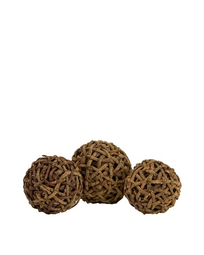 Set of 3 Rodem Rattan Wrapped Balls