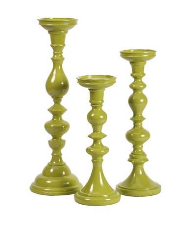 Set of 3 Essentials Candle Holders, Green Apple
