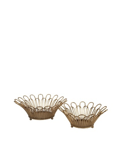 Set of 2 Verine Gold Leaf Trays