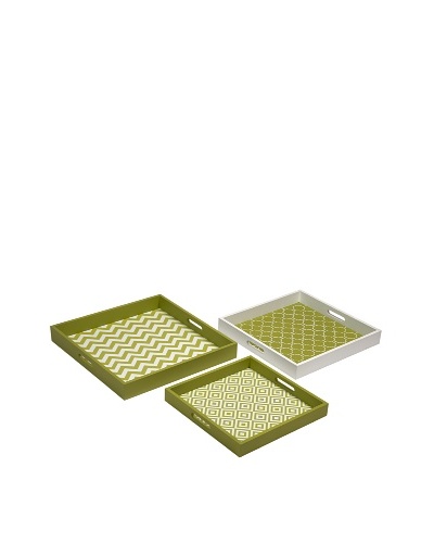 Set of 2 Essentials Graphic Trays, Green