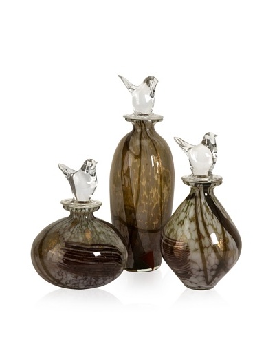 Set of 3 Dabney Glass Bird Stopper Bottles