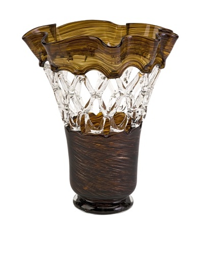 Aries Amber Web Glass Vase