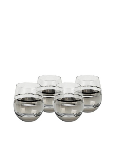 Impulse! Set of 4 Chelsea Rocks Glasses, Clear/Silver