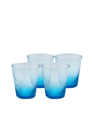 Roma Rocks Glass, Aqua, Set of 4