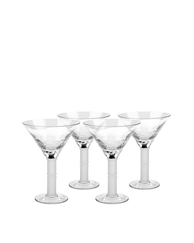 Impulse! Set of 4 Crackle Martini Hand-Crafted Glasses, Clear