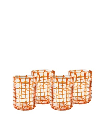 Impulse! Set of 4 Abstract Rocks Glasses, Orange