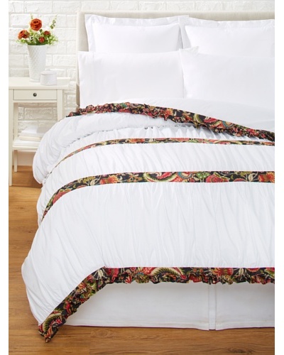 India Rose Kathryn Duvet Cover, White/Midnight, Queen