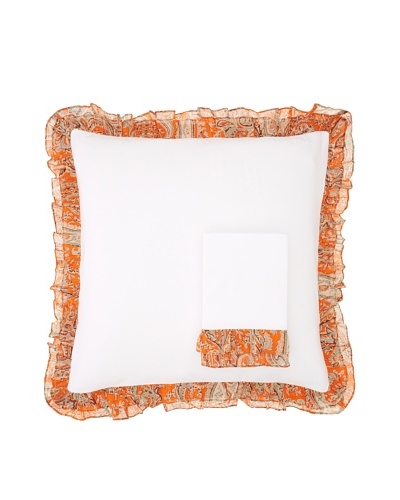 India Rose Set of 2 Kathryn Euro Shams, White/Orange