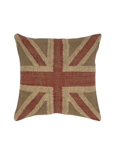 India’s Heritage Union Jack Pillow, Beige, 20″ x 20″