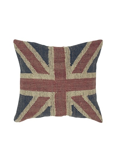 India’s Heritage Union Jack Pillow, Blue, 24″ x 24″