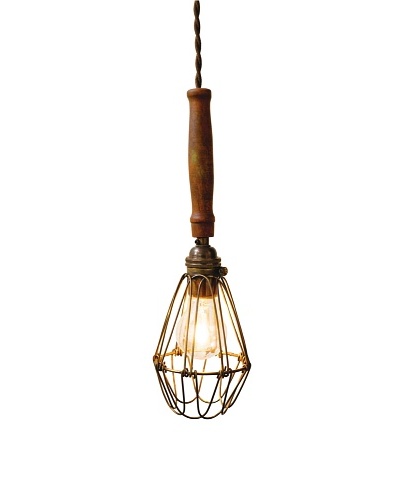 Industrial Chic Brass Wire Lighting Fixture, Sepele Hardwood