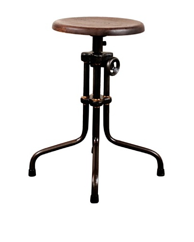 Industrial Chic Adjustable Stool, Seared Oak