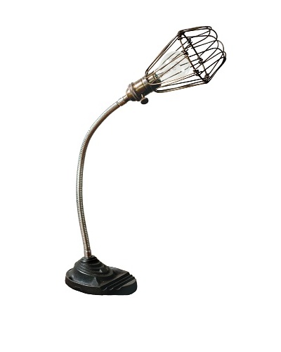 Industrial Chic Cast Iron Desk Lamp, Brass/Chrome