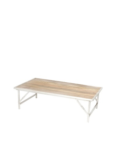 Jamie Young Custom Campaign Folding Coffee Table, Natural/Nickel