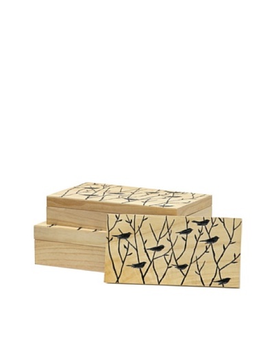 Palecek Set of 3 Blackbird Boxes, Natural/Black