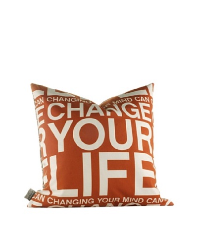 Inhabit Change Your Life Pillow, Rust