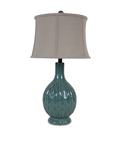 Integrity Lighting Reactive Drip Glaze Wave Gourd Ceramic Table Lamp, Blue/Brown