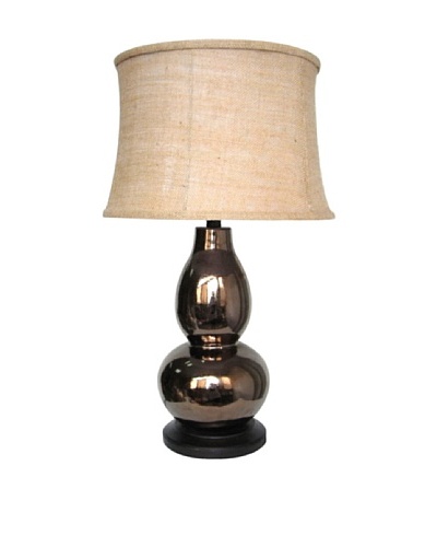 Integrity Lighting Crackle-Glazed Ceramic Double Gourd Table Lamp, Bronze