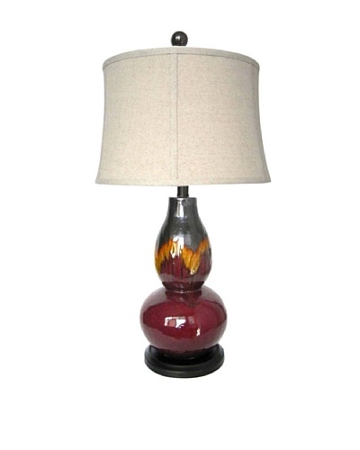 Integrity Lighting Glazed Ceramic Table Lamp, Burgundy/Orange