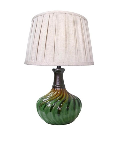 Integrity Lighting Glazed Ceramic Table Lamp, Metallic Bronze/Green