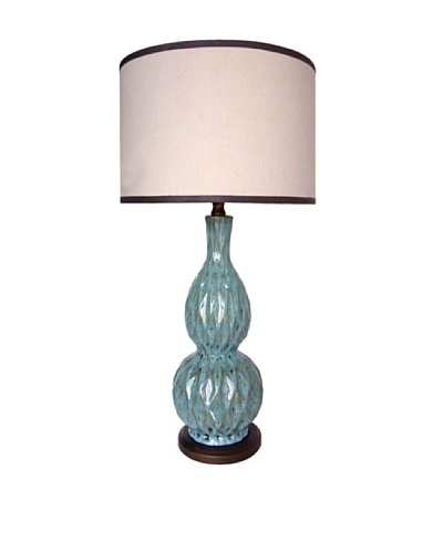 Integrity Lighting Glazed Ceramic Double Gourd Table Lamp, Brown/Blue