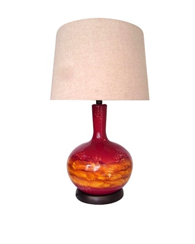 Integrity Lighting Blown Glass Table Lamp with Nightlight, Red/Orange