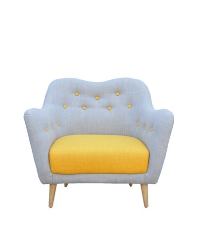 International Design USA Sweetheart Button Tufted Chair, Hazy Blue