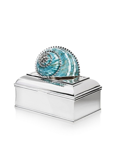 Isabella Adams Turbo Shell Keepsake Box with Swarovski Crystals, Green/Silver