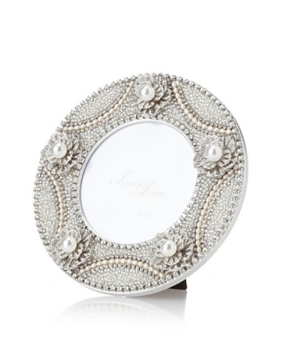 Isabella Adams Freshwater Pearl and Crystal Picture Frame, Silver, 6″ Round